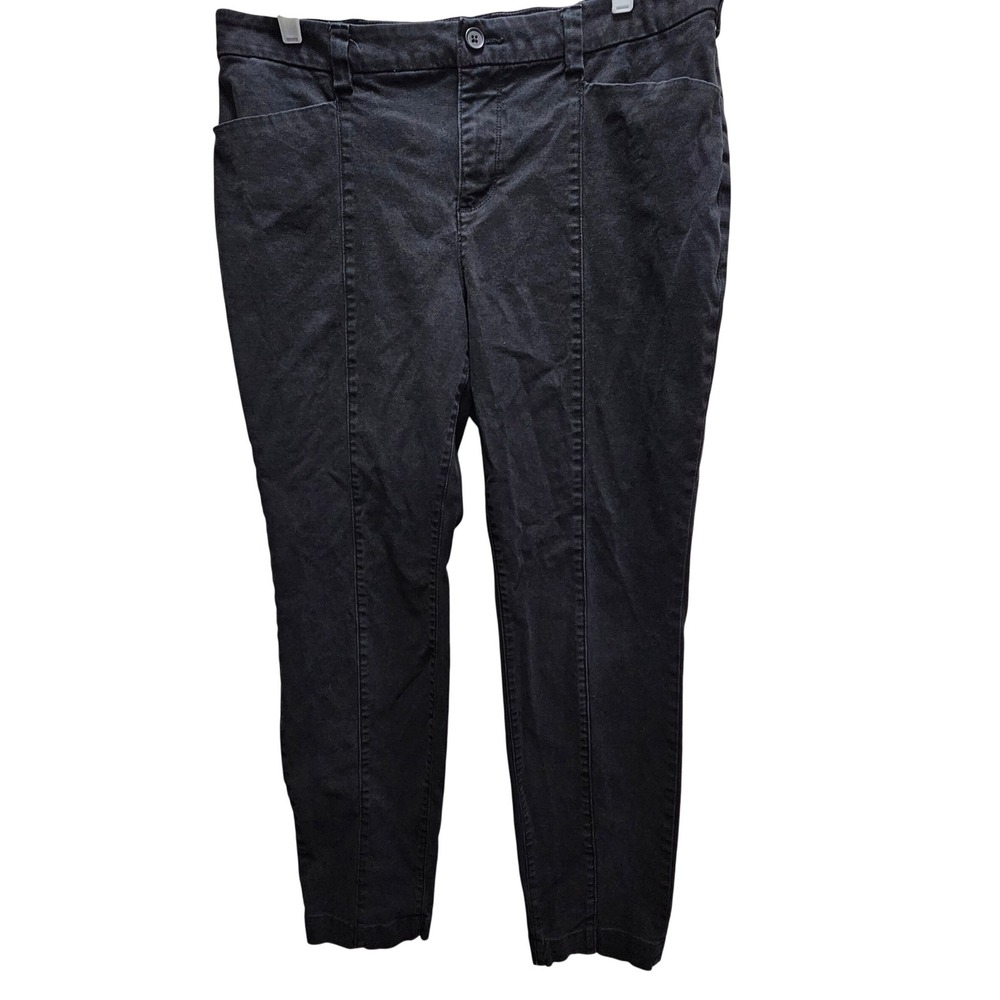 Duluth Trading Co Womens Black Seam Front Straight Leg Twill Pants Size 14 x 31